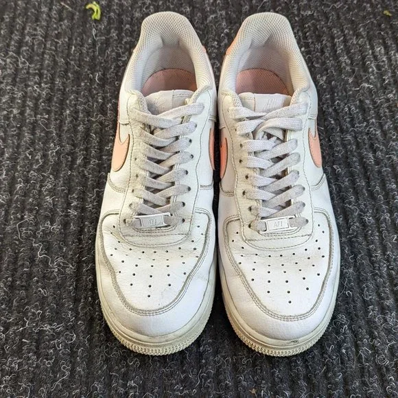 ๐HP๐ Nike Air Force 1 Low Leather Trainers AH0287-102 Oracle Pink - Picture 2 of 12